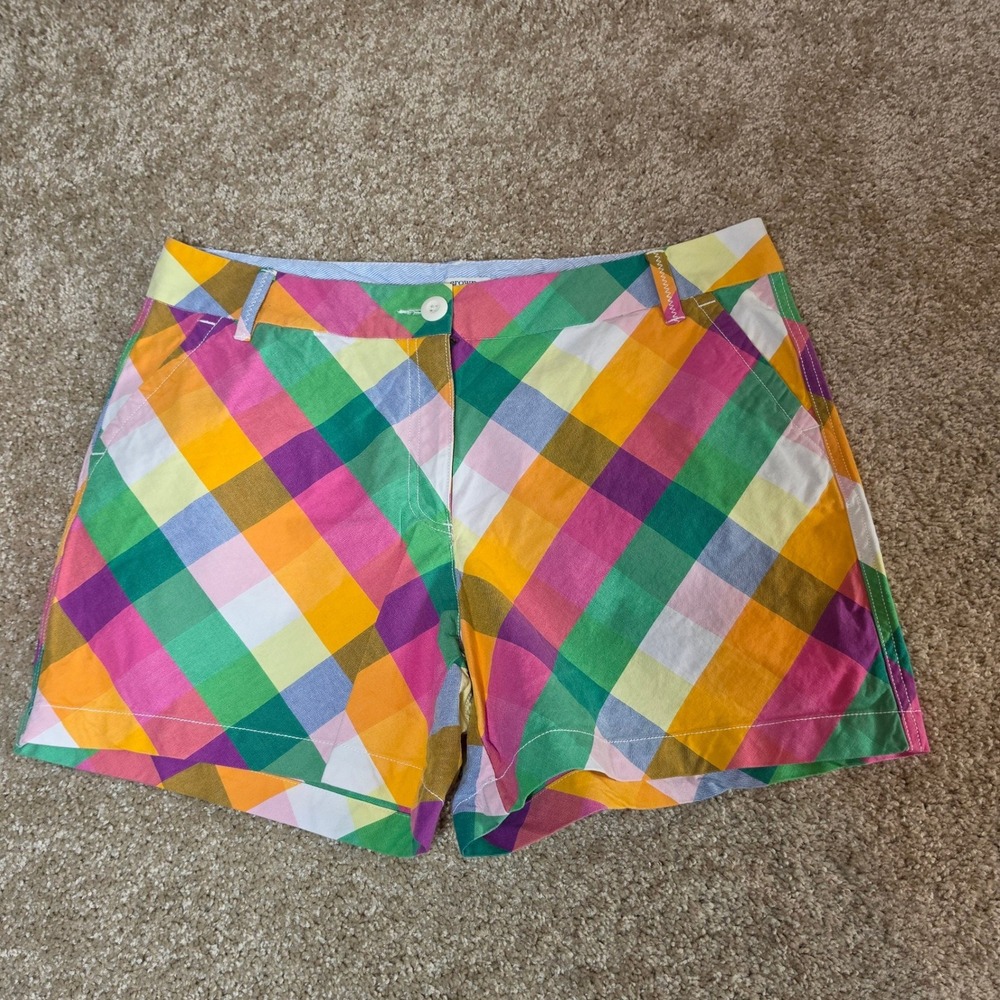 Crown‎ & Ivy Shorts Caroline Multicolor Gingham Plaid Preppy Summer 14
